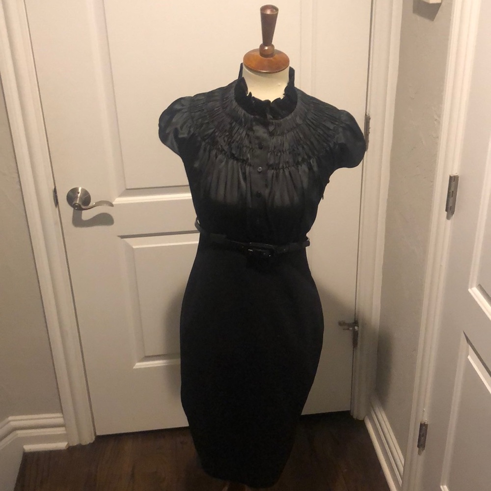 Calvin Klein black dress with ruffled collar